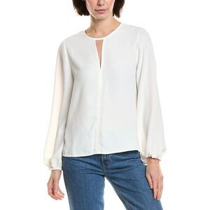 Vince Camuto Womens Front Keyhole Top, White